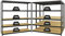 PROREGAL Mega Deal 4er-Set Schwerlastregal Giant Elephant 180x180x45cm mit 5 Ebenen Fachlast 200kg Schwarz, Kellerregal, Steckregal, Garagenregal, Lagerregal