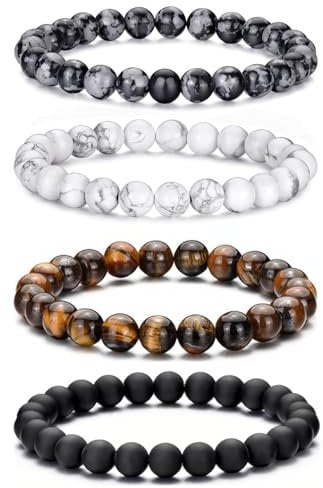 VEEDOFA Perlenarmband für Männer - Tigerauge Bracelet Herren Schmuck - Armkette