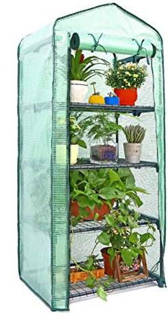 Cubiertas de Repuesto para Invernadero de 4 Niveles, Invernadero, Lona Transparente para jardín, con Puerta Enrollable con Cremallera para Plantas, protección contra heladas frías, Viento y