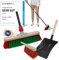 Novaliv Balai de jardin avec manche, 40 cm, poils élastiques, avec balai galvanisé avec lèvre en caoutchouc composé d'une pelle et d'une balayette à main Idéal pour la route, la terrasse, la cour,