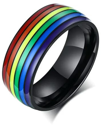 XJruixi Gay and Lesbian Pride Wedding Rings for Women and Men Lover Anniversary Rainbow Ring Colorful Party Jewelry