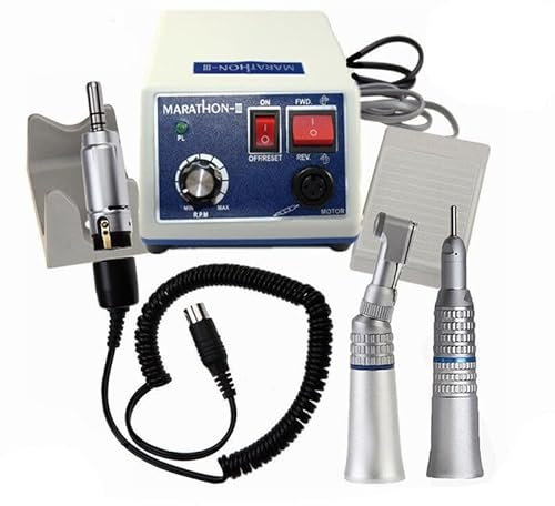 Micromotor Poliermaschine 35K RPM Handstück +10x Bohrer, Fußpedal Steuerung