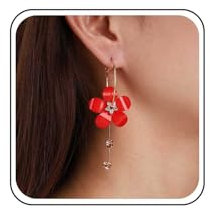 Cybche Boho Acrilico Rosso Fiore Orecchini Pendenti Rosso Cristallo Fiore Goccia Orecchini Acrilico Fiores Orecchinis In Resina Fiores Cerchio Orecchinis Nappa Gioielli Per Le Donne