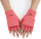 GIBZ Guanti da Donna Lavorati a Maglia Guanti Senza Dita Termici e Morbidi con Copertura per Invernali, Rosa Cipria