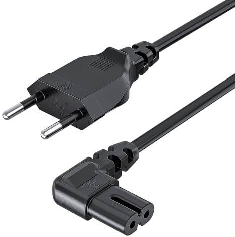 GlasFlength 3M Cable de Alimentación EU 2 Enchufe a 90 Grados, Cable Alimentacion C7 Cable Gráfica 8 Compatible con Samsung Philips LG Sony Sharp Panasonic LED TV Sky High Tech TV PS4 - Negro