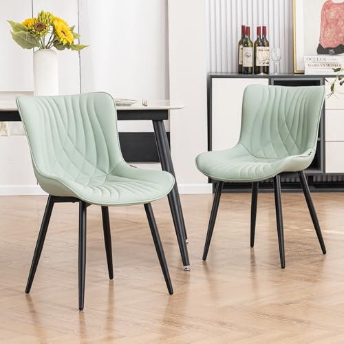 YOUTASTE Esszimmerstühle 2er Set, Esszimmerstühle Kunstleder, Küchenstühle mit Rückenlehne, Bequemer Polsterstuhl für Esszimmer, Küche, Wohnzimmer, MintGrün