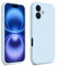 CALOOP Slim-Fit for iPhone 16 Case,Skin Soft Liquid Silicone,Sturdy Hard Frame Shockproof Cover with Anti-Scratch Microfiber Lining,Full Protection for Screen and Lens,6.1 inch,Baby Blue
