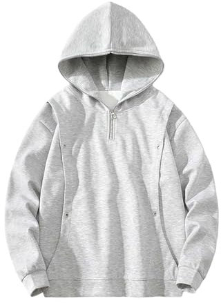 HUOQI Hoodie Herren Reißverschluss Sweatshirt Vintage Zip Hoodie Herren Herrenmode Frühling und Casual Langarm Dreiteiliges kariertes bedrucktes Kapuzenpullover Und Pulli Pullover Hoodies (Grey, XXL)