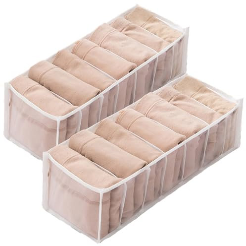 2 Piezas Organizador Plegable de Ropa Interior,Cajas de Almacenamiento Malla de Tela para Pantalones Ropa Interiores Calcetiones Medias