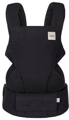 Tula Hemp Explore Babytrage weich aus Bio Baumwolle und Hanf für Neugeborene ab Geburt (3,2-20,4 kg), 3-in-1 Babytragetasche bis 20 kg Bauchtrage Rückentrage Ergonomisch, Obsidian