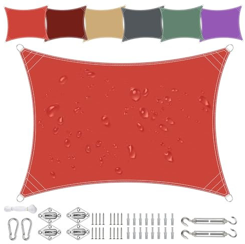 Vele parasole retrattili per pergola, con kit di montaggio, materiale permeabile in HDPE, ideale per patio esterno e casa in vetro
