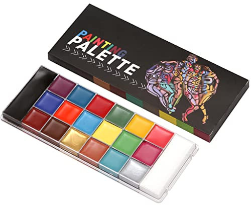 Lodoot 20 colores de pintura facial y corporal de alta calidad para estuche de Halloween, pintura facial, maquillaje, 20 colores, suministros de fiesta de carnaval