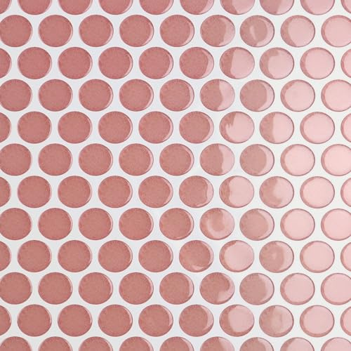 CRE8TIVE Klebefliesen Küche Rund 4 Stücke Rosa Marmor 3D Fliesenaufkleber Mosaik Küchenrückwand Selbstklebend Fliesen Badezimmer Wasserdicht Waschküche Wandfliesen Selbstklebend Kamin 30.5 x 30.5cm