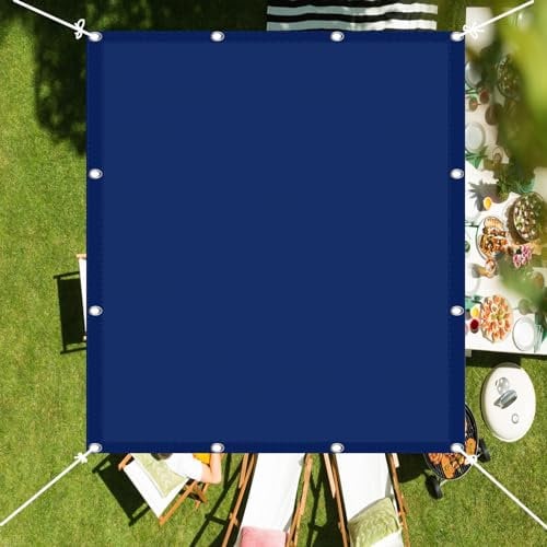 Tenda parasole, 4,5 x 5,5 m, quadrata, colore blu navy, blocco UV per giardino/piscina, con corda inclusa