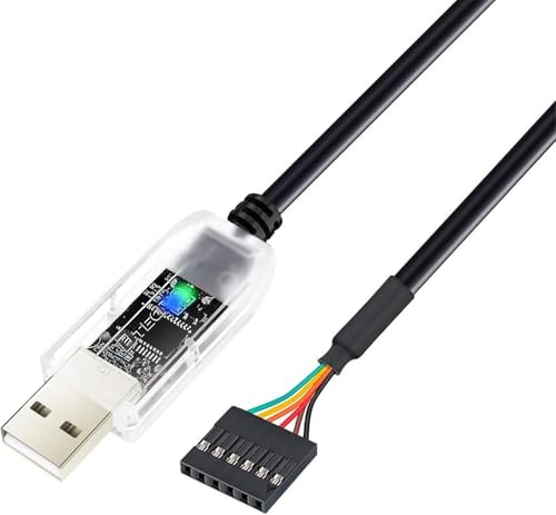 DTECH USB zu TTL Adapter FTDI Chip 3.3V 6 Pin FT232RNL IC | USB zu UART Debug Kabel LED Anzeigen für Windows 11 10 8 7 XP MAC Linux Einfaches Debuggen und Programmieren (1.8M)