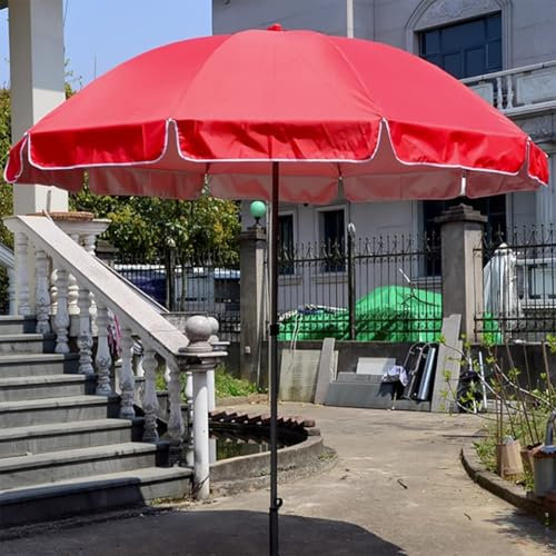Große faltbare Sonnenschirme for den Außenbereich, tragbare wasserdichte Sonnenschirme for den Strand, runder Sonnenschirm for den Terrassenmarkt, höhenverstellbar, for Innenhöfe, Schwimmbäder(Red,240