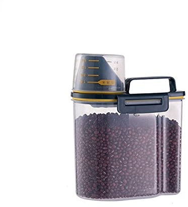 Récipient de stockage de nourriture pour animaux de compagnie, récipient portable en plastique avec tasse à mesurer, distributeur de nourriture pour animaux domestiques pour chiens et chats (vert, 1,5