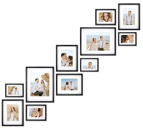 Velista 11-teiliges Treppen-Bilderrahmen-Set für die Wand – Shadow Box Treppenhaus-Galerie-Wandrahmen-Set – Treppendekoration für Wände – Leiter-Bilderrahmen – Treppenhaus-Wanddekoration (Schwarz)