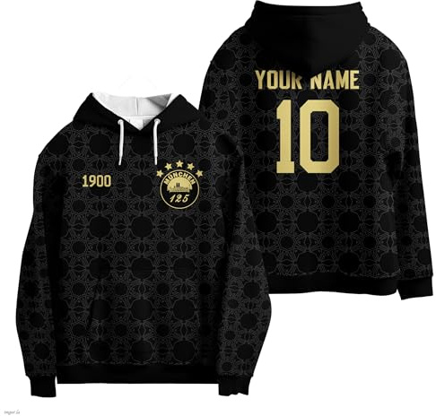 Generisch Fußball Geschenke für Jungs,Kapuzenpullover Herren & Kinder - Personalisierter Fußball Hoodie mit Nummer & Logo,Fussball Geschenke Jungen