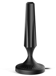 Antenne TV Intérieure avec Base Magnétique – Antenne TNT Numérique DVB-T2 sans Amplificateur – Câble Coaxial 5M – Compatible 4K HD Smart TV, Freeview, Téléviseurs avec Tuner TNT