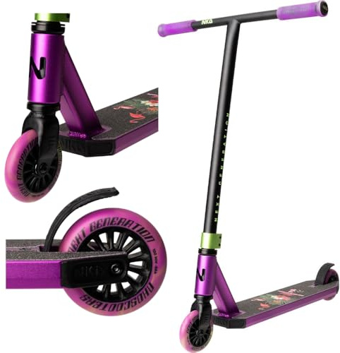 NKD Stunt Scooter – New Generation | Hochleistungs ABEC-9 Lager | 360° drehbarer Lenker für Freestyle | Robuste 6061 Aluminiumlegierung