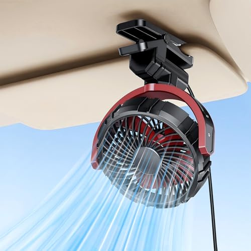 NIFBANG Auto Clip Ventilator,USB C Leise Fan Portable Klein Klemmventilator,360° Verstellbar 3 Stufen Stark Auto Lüfter für Car, SUV, PKW, LKW, Wohnmobil, Pickup, Van Autositz Ventilatoren(Schwarz)