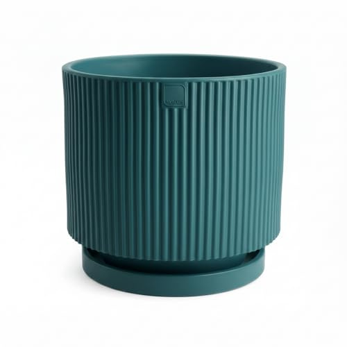 monacis | Design Blumentopf aus Kunstharz für Innen & Außen - Vertigo - Petrol (Ø 40 x 32H)