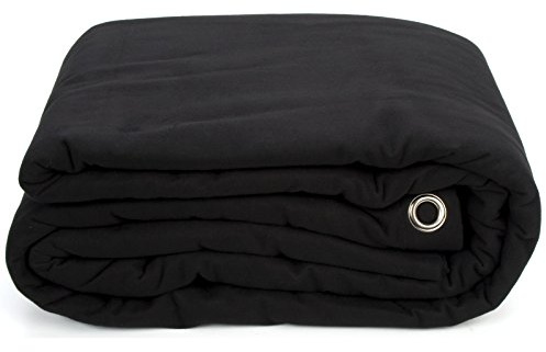 LightmaXX Bühnenvorhang Backdrop, 300x500cm, B1 Zertifiziert, Schwer Entflammbar, 100% Baumwolle, Schwarz, Ideal für Bühnenverkleidung, Eventbereich, Messebau, Geöst, Verstärkt mit Gurtband