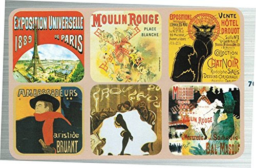 SOTTOPIATTI DI VETRO SERIGRAFATO sotto vetro in un'atmosfera bock Moulin Rouge di Paris 1900