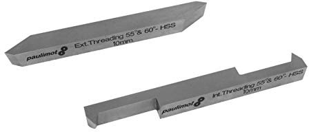 PAULIMOT HSS-Gewindedrehmeißel-Set für Innen- und Außengewinde, 55+60°, 10 mm