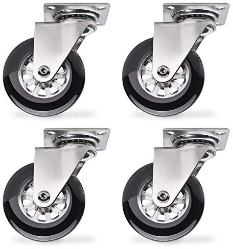 SOTECH 4 Stück Lenkrollen SWIFT Rollen-Ø 75 mm schwarz, Transportrollen belastbar bis 140 kg (35 kg pro Möbelrolle), Höhe 96 mm