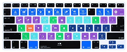 MMDW Shortcut Hotkey Funda de teclado compatible con MacBook Pro 13 15 17 (con o sin pantalla Retina) de silicona para iMac y MacBook Air 13, versión EE. UU. y Europa Final Cut Pro X