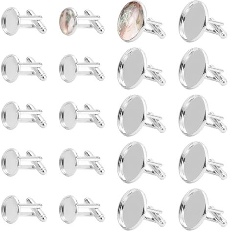 PH PandaHall Manschettenknöpfe, rund, aus Messing, 12 mm/20 mm, 20 Stück