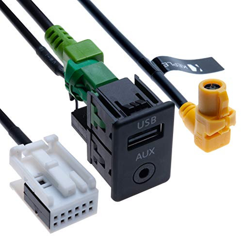 USB AUX Autoschalter + USB 4-poliges Anschlusskabel + AUX 12-poliges Kabelbaumkabel Kompatibel mit BMW 1 3 5 6 E81 E82 E87 E88 E90 E91 E92 E93 E60 E61 F07 F10 F11 E63 E64 F06 F12 F13 Autoradio | 1.5 m