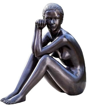 IDYL Bronze-Skulptur Nackte Frau | 29x11x30 cm | Klassische Bronze-Figur handgefertigt | Gartenskulptur oder Wohnbereich-Dekoration | Hochwertiges Kunsthandwerk | Wetterfest