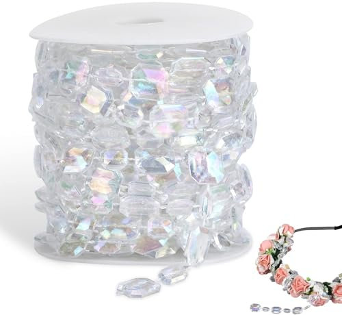 10 M Schillernde Kristall-Girlande, Kristallperlen Girland Kristall Diamant Girlande Acryl Perlen Rollen, Diamant-Acrylperlen Für DIY Hochzeit Party Dekoration