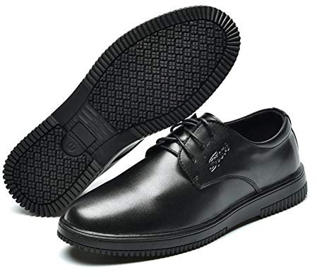 Zapato Cocina Antideslizante Hombre Cuero Comodos Transpirables Trabajo Calzado de Seguridad Mocasín de Hosteleria