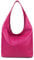 OBC Made in Italy Damen Leder Tasche Shopper Schultertasche Umhängetasche Handtasche Beuteltasche Hobo Bag Ledertasche Nappaleder (Pink)