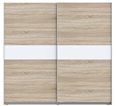 FORTE Winner Plus Armario de puertas correderas, derivado de madera, blanco combinado con roble Sonoma, 220,1 x 209,7 x 61,2 cm