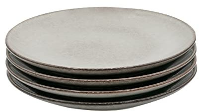 Cooks Professional Set of 4 Nordic Dinner Plates with Reactive Glaze | 26cm Large Modern Stylish Ceramic Stoneware Plates | Microwave, Dishwasher, Oven & Freezer Safe Dinnerware | Grey