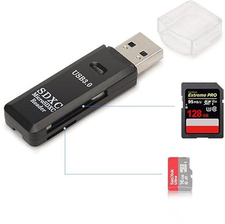 Erisin Lettore di schede di memoria USB 3.0, lettore di schede di memoria esterno, alimentato da USB, supporta TF/SD/SDHC/SCXC/MMC/MICRO SDHC/MICRO SDXC/Micro SD, compatibile con computer portatile