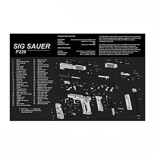 KODENOR AR15 AK47 Tapis en Caoutchouc de Nettoyage d'armes à feu avec Instructions de Diagramme de pièces Cadmeur de Souris Mat Mat for g 1911 Beretta 92 HK USP (Color : MP004-SIG P226)