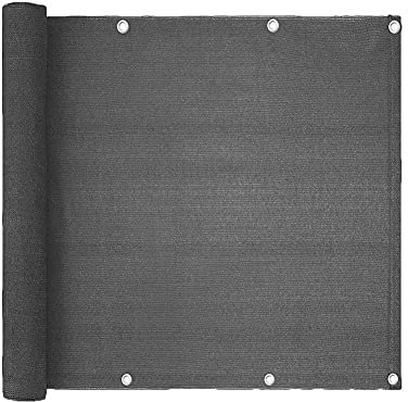WMLBK Balcony Privacy Protective Screens, 0.9x5M Wide Privacy Netting Garden Screening Covers with UV Protection for Small Swimming Pools Gardens Backyard Deck Patio Balcony Fence Porch (dark gray)