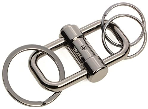 Troika 2-Way Key Schlüsselanhänger mit DREI Schlüsselringen Zwei Größen, aus Metallguss, Farbe: Silber, KR22-09/GM