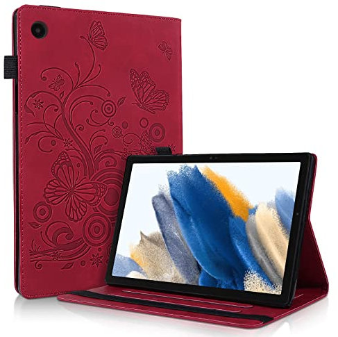 AsWant Coque Étui pour Samsung Tab A8-10.5 2021 SM-X200 SM-X205 SM-X207 - Housse Étui de Protection en Cuir PU avec Fonction Support/Portefeuille Housse pour Galaxy Tab A8 (Rouge)