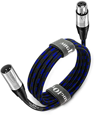 Augioth XLR to XLR Pro Mic Cable Male to Female XLR Cable 3-pin Blue Balanced Shielded Microphone Cable for Amplifier Mixer,Speaker Systems,Recording Studio,3 Meter