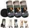 Eyein Hundeschuhe Pfotenschutz, 4 Stück atmungsaktiv Hundeschuhe mit Rutschfester Sohle und reflektierendem Klettverschluss für kleine, mittlere und große Hunde, Sport im Freien, Schwarz, Größe 5