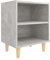 Comodino con Gambe in Legno Massello Grigio Cemento 40x30x50 cm