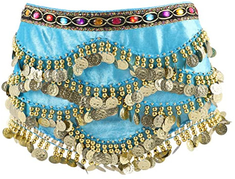 VALICLUD Bauchtanz-hüfttuch Mit Diamantenmünzen Wickeltuch Für Damen Und Mädchen Farbiges Tanz-Accessoire Aus Indien Leicht Und Elegant Zum Üben Modischer Schal