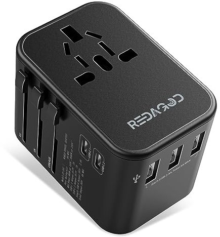 Reiseadapter Weltweit, Redagod 30W Universal Steckdosenadapter 3USB, 2USB C und 1AC Steckdose, Universal Adapter 224+ Ländern, Internationaler Reiseadapter für USA UK Japen Thailand Italien Australien